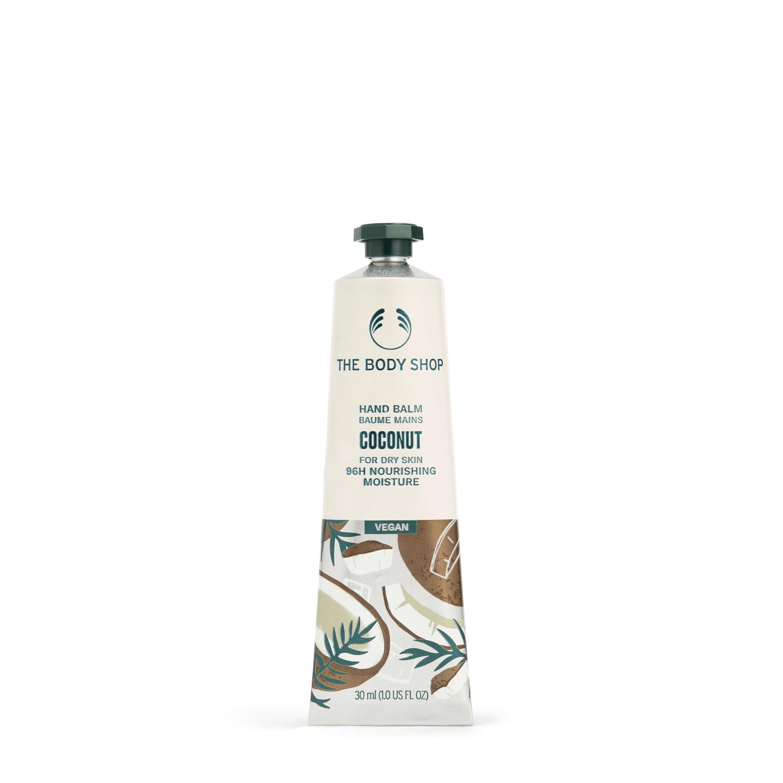 The Body Shop Coconut Hand Balm (1x 30ml), Nourishing Hand Balm for Dry Hands, 96hr Moisture, Fast-Absorbing, Made with Shea Butter & Coconut Oil, Vegan