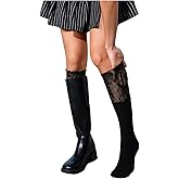 COZYEASE Women's 1 Pair Lace Patchwork Knee High Socks Cute Y2k Boots Socks Stockings