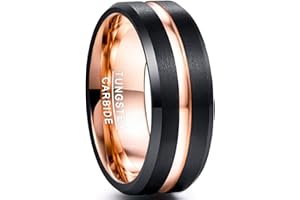 NUNCAD Tungsten Ring for Men Women 4/6/8/10mm Black/Blue/Gold/Rose Gold/Silver Groove Wedding Bands Beveled Edges Engraved I Love You Size 4 to 17