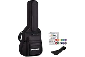 ChromaCast Acoustic Guitar 6-Pocket Padded Gig Bag with Guitar Strap and Pick Sampler