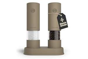 LARS NYSØM Electric Salt and Pepper Grinder Set I Automatic Salt and Pepper Mills with Adjustable Ceramic Grinder I AAA-Batte