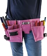Simply Products 11 Pocket Pink Double Leather Tool Pouch Hammer Tape Holder view 3