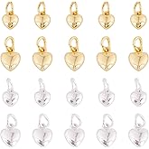 Craftdady 20 pcs Alloy Heart Charms for Jewelry Making Golden Silver Love Heart Shape Dangle Pendants for Mother's Day DIY Earrings Necklace Bracelet Crafts Jewelry Making