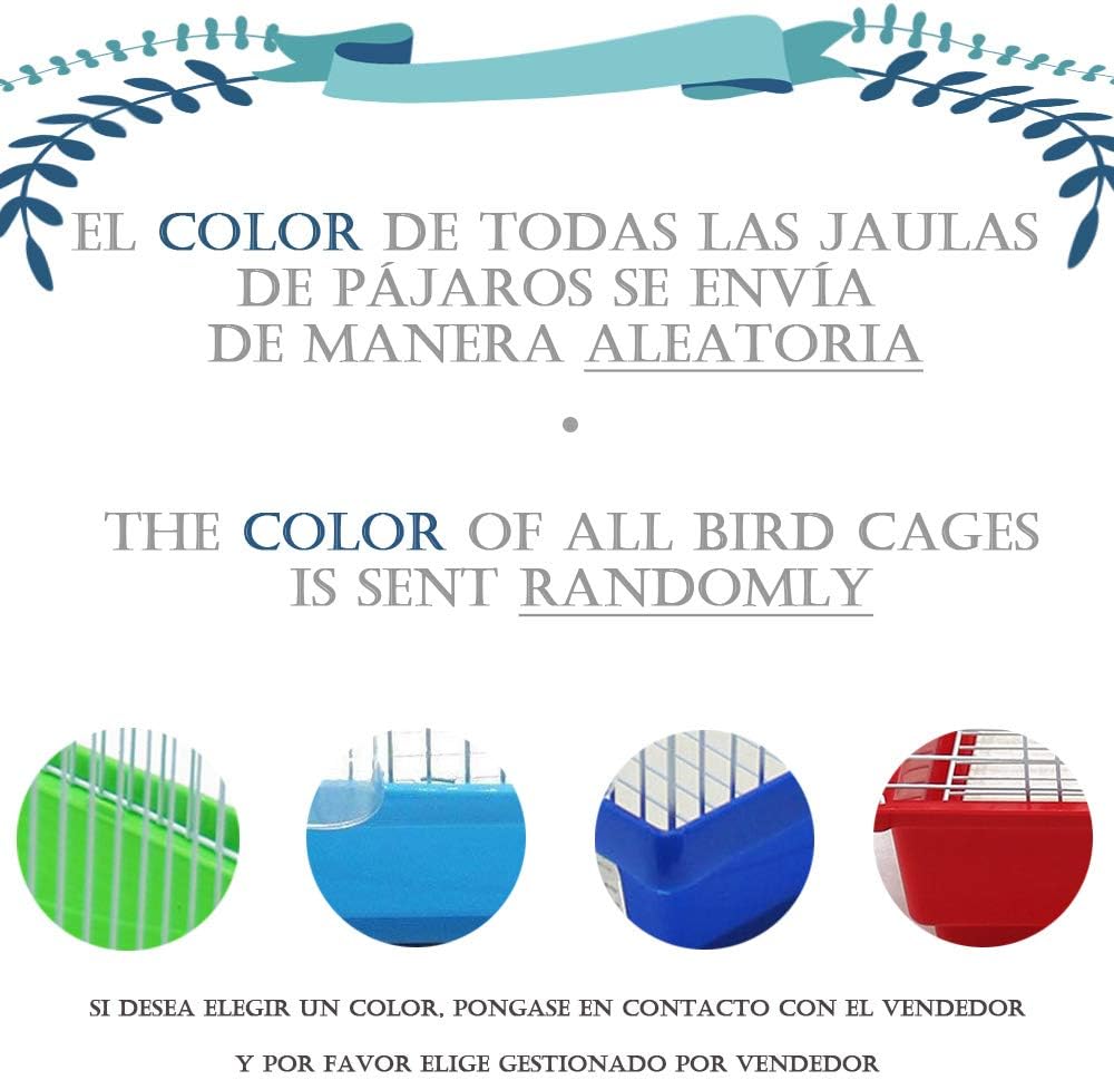 BPS Metal Bird Cage with Feeder Drinker Swing Jumping Bucket 2 Sizes M/L Random Colour (M: 30 x 23 x 47 cm) BPS-1207 - Image 4