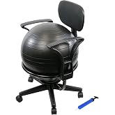CanDo Metal Ball Chair - Inflatable Ergonomic Active Seating Exercise Ball Chair with Air Pump for Home, Office, and Classroom