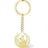 VASSAGO Phoenix Keychain Stainless Steel Mythological Animal Bird Keyring Purse Bag Backpack Key Accessories Jewelry Gifts