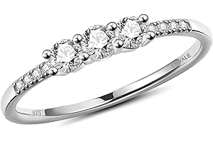 LAVALE Round Cut Moissanite Wedding Band for Women, Brilliant D Color VVS1 Clarity Classic Lab Created Diamond Solitaire Ring 18K White Yellow Rose Gold Vermeil 4 Claw Knife Edge Moissanite Rings
