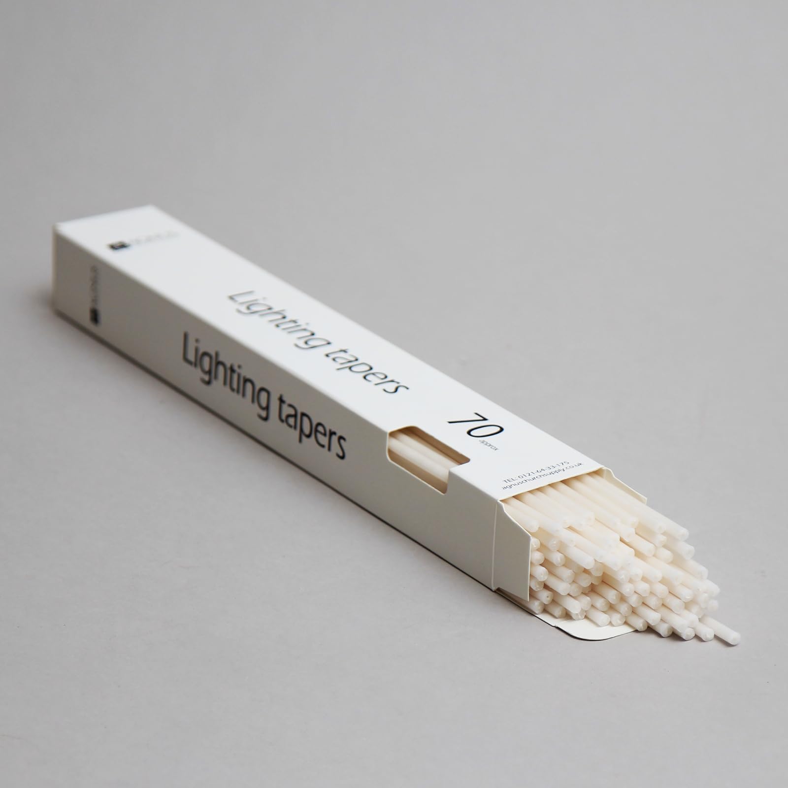 Pack of 70 Long White Lighting Tapers – 12'' Clean-Burning Wax Candles for Church, Ceremonies, and Home Use