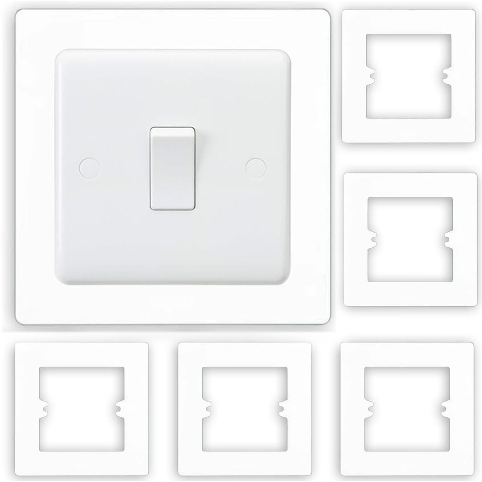 6 Pcs Light Switch Surround, Socket Surround Cover, Wall Protector, Electrical Plug Socket Wall Cover Decorate, Electrical Plug Socket Wall Protector Electrical Plug Socket Wall Cover (Wh