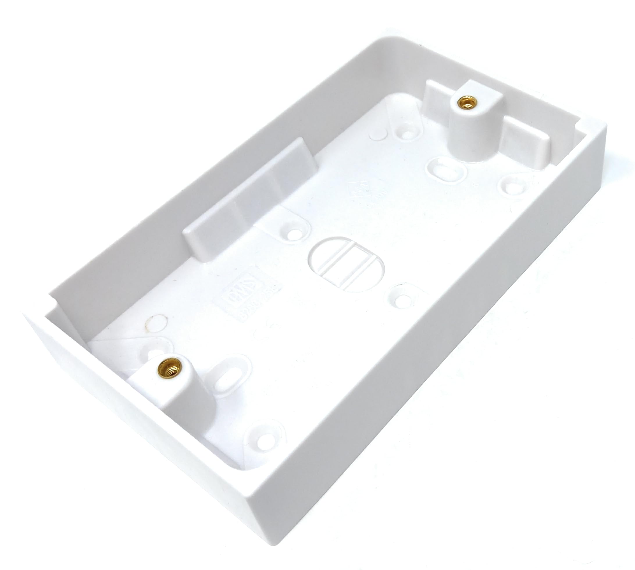 1pcs. 2 Gang Surface Mount Back Box Pattress Box, 145mm x 86mm x 25mm, White