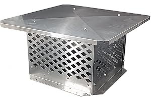 BUYYAH Chimney Cap, 13" x 13" Chimney Cover, Bottom Installation Method Adjustable to Fit Outside Existing Clay Flue Tile Dimensions 11" x 11" to 15.4" x 15.4", All Stainless Steel Structure