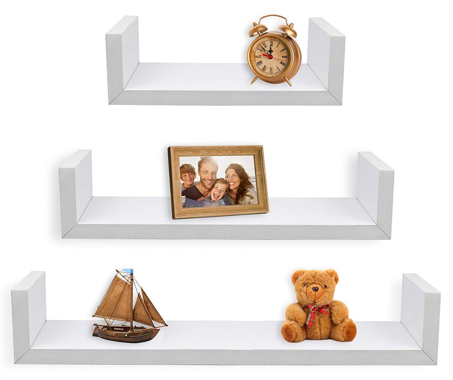 Buy Set of 3 Floating Shelves Ushaped High Gloss Decorative Cube Wall