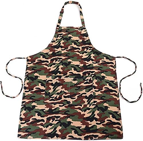 MissOwl Adjustable Plus Size Apron Waterproof with Pockets Kitchen for Women Men Camouflage Color