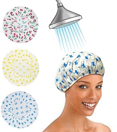 SellBotic 3 Pieces Waterproof Reusable Bathroom Shower Caps for Women (Multicolour)