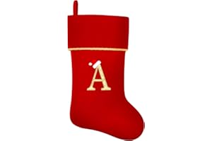 EDONEERY Personalized Christmas Stockings with Initials, 20 Inches Large Red Velvet Embroidered Monogram Xmas Stocking for Family Holiday Party Gifts Fireplace Decor(Letter A)