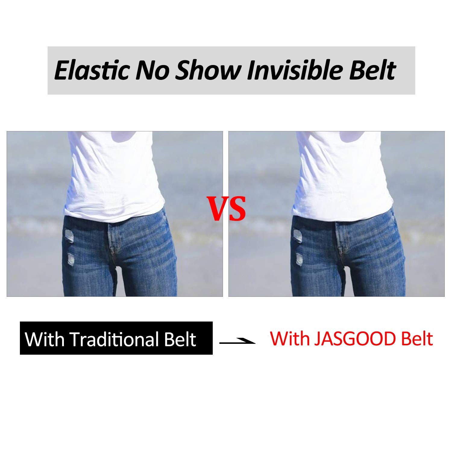 JasGood Unsichtbare Damen Stretch Gürtel No Show Elastic Einstellbare Web Gürtel Mit Flacher Schnalle Für Jeans Hosen Kleider