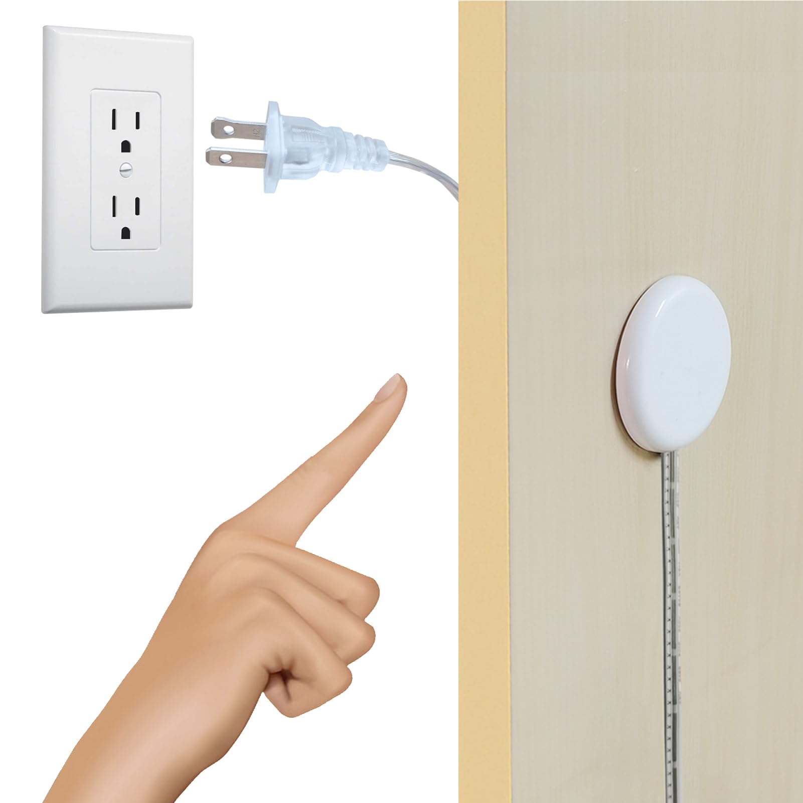 Photo 1 of Yogcow Hidden Touch Switch, AC 110V 250Watt Touch Sensor Switches with 6ft Plug Cable, for Lamp on/Off, Touch Control Through Panel, Penetrable Wood, Stone, Glass and More, No Hole Required (White)