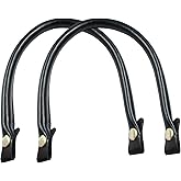 Waziaqoc 2 Pcs Black Leather Purse Handles Replacement, Shoulder Strap Purse Straps, 0.5 Inch Wide 15.7 Inch Length Handbag Handles for Handbag DIY Making Accessories, with Button