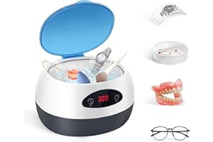 WEST TUNE Ultrasonic Jewelry Cleaner, 750ml Household Professional Ultrasonic Cleaner for Dentures, with 5 Digital Timer for All Dental, Retainer, Aligner, Braces, Jewelry, Glasses, Watches
