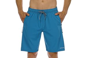 HODOSPORTS Mens No Liner Swim Trunks Quick-Dry with Zipper Pockets