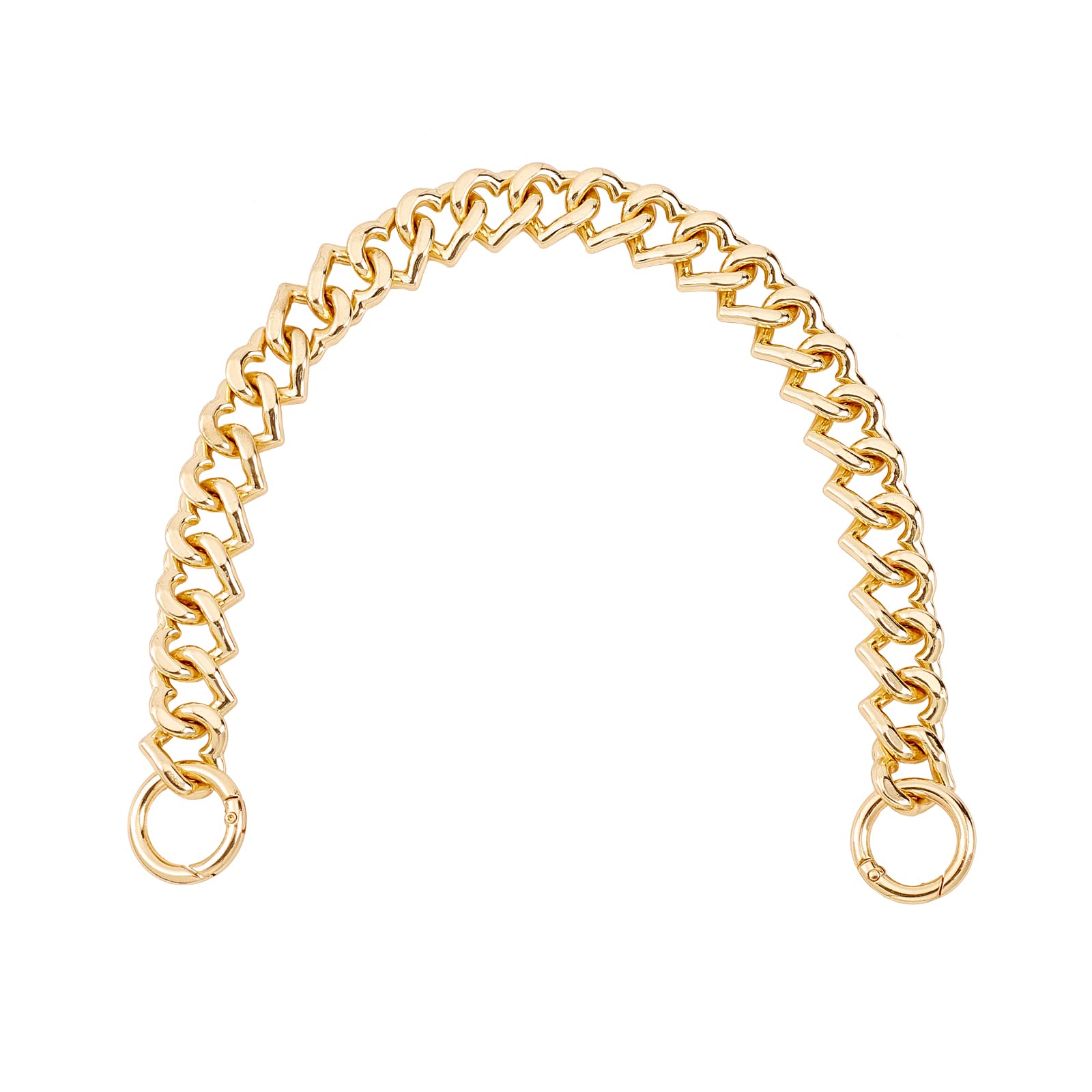WADORN Metal Purse Chain, 15.3 inches Heart Shape Purse Replacement Chains Handbag Handle Strap Shoulder Bag Chains Handbag Chain Accessories for Clutch Wallet Satchel Tote Bags, Gold