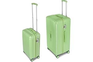 WireHot Carry-on 20 Inch and 28 Inch Square Thickened ABS+PC Hard Shell luggage, 2-Piece Suitcase Set with TSA Lock & Dual Zipper Mesh Inner Layer Design, Avocado Green
