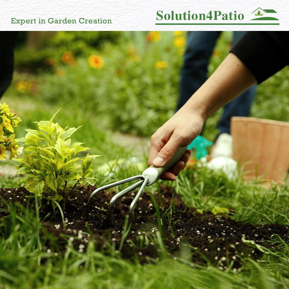 Homes Garden Bend-Proof Small Hand Cultivator 10.25" L x 3.5" W Stainless Steel Garden Hand Rake Tool 3 Claws PP & TPR Ergonomic Soft Handle Grip Non-Slip #G-2007-US : Garden & Outdoor