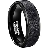 TUTISS 6mm 8mm Black/White/Gold/Rose Gold Tungsten Rings for Men Women Promise Engagement Wedding Bands Sandblasted Finish Stepped Beveled Comfort Fit