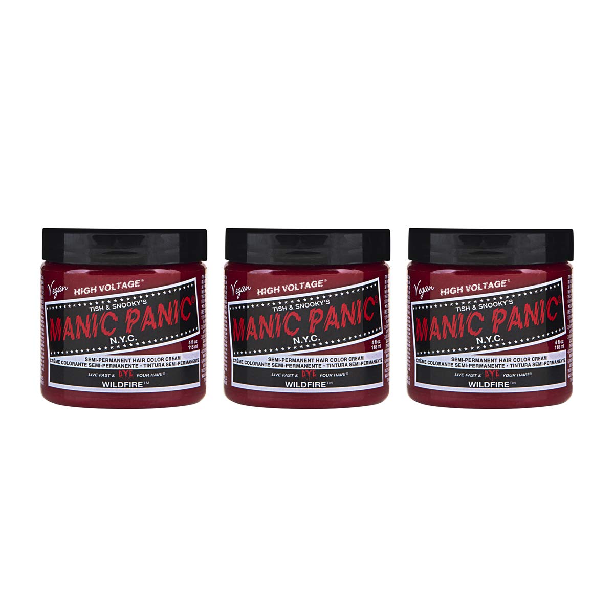 Manic Panic Wildfire Classic Creme, Vegan, Cruelty Free, Red Semi Permanent Hair Dye 3 x 118 ml