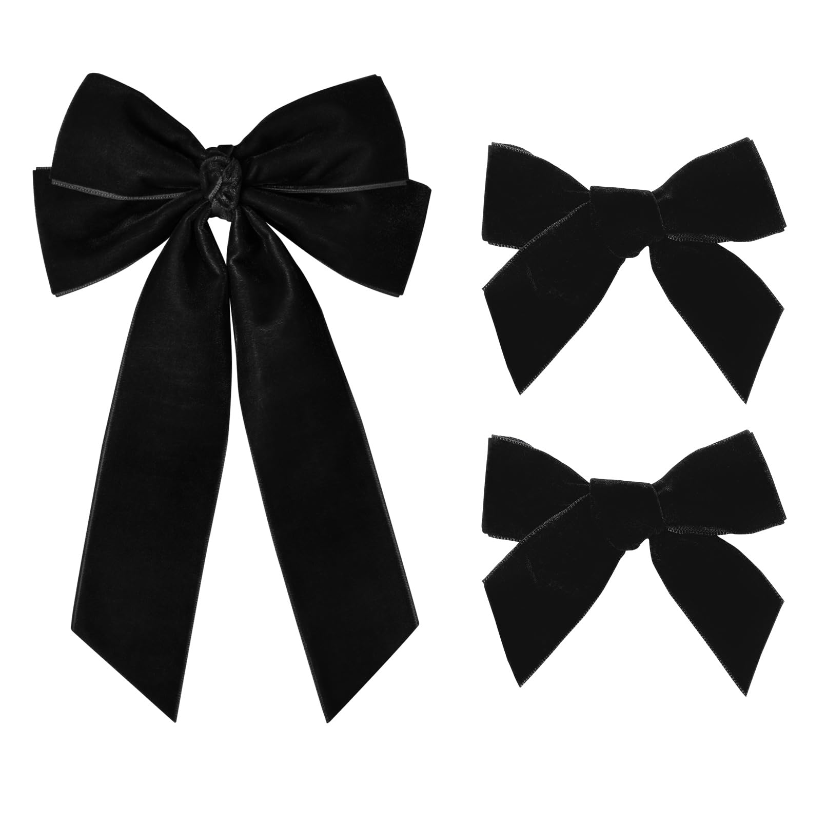 Photo 1 of 3 PCS Velvet Bows Hair Clip Ribbon Black Accessories Ponytail Holder Hair Bow for Women Girls Toddlers Teens Kids