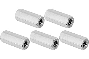 PATIKIL 1/4"-20 UNC 304 Stainless Steel Hex Coupling Nuts, 5Pcs 1" Length Fully Threaded Rod Coupling Nut Studding Connector 