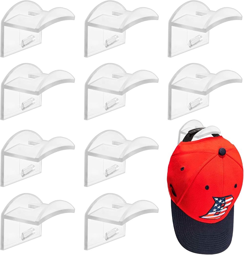 Vibbang 10 Pack Adhesive Hat Holder Wall Mount No Drilling Transparent