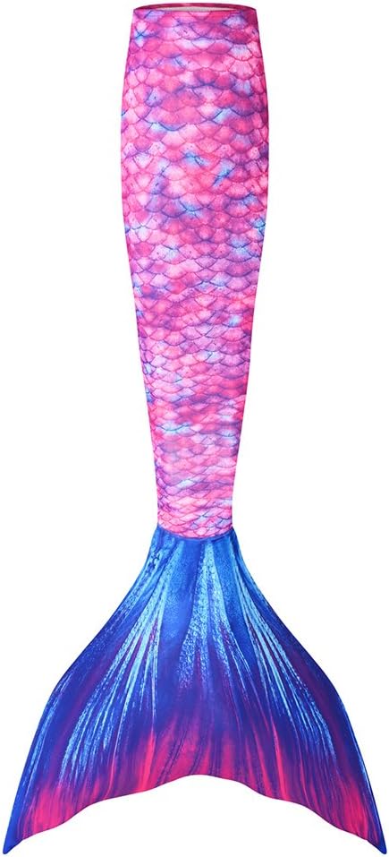 Planet MermaidGirls Kids 3 Piece Vivid Colour Swimming Mermaid Tail, Crop Top & Wear-Resistant Magic Fin Monofin (Included)