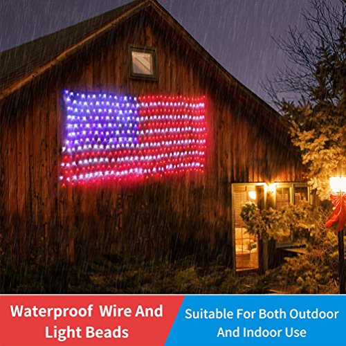 Decute Upgraded American Flag Lights, 390 LED Christmas String Light Decoration for Holiday Independence Day Memorial Day Garden Outdoor Indoor Bed Canopy Patio, UL Certification