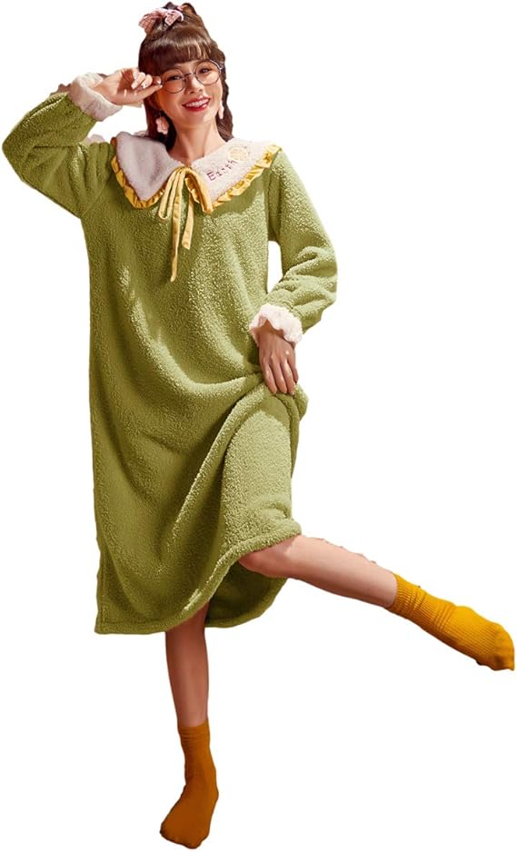 Amazon 三好優品 ルームウエア ワンピース レディース 冬 暖かい モコモコ ネグリジェ かわいい ロング 長袖 ゆったり 厚手 部屋着 ルームワンピース ネグリジェ 通販
