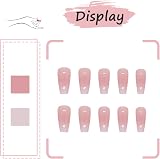 Ceboic 24Pcs French Short Square Press On Nails Pink Gradient with Glue-On view 4