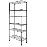 Simple Deluxe Heavy Duty 6-Shelf Shelving, 29.92'' D x 13.98'' W x 71.65'' H Adjustable Wire Shelving with Hanging Hooks and Wheels, Black