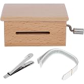 Nikou DIY Music Box, 15 Note Hand‑Cranked Wooden Music Box with 7Pcs Blank Paper Tape and Hole Puncher DIY Music Box