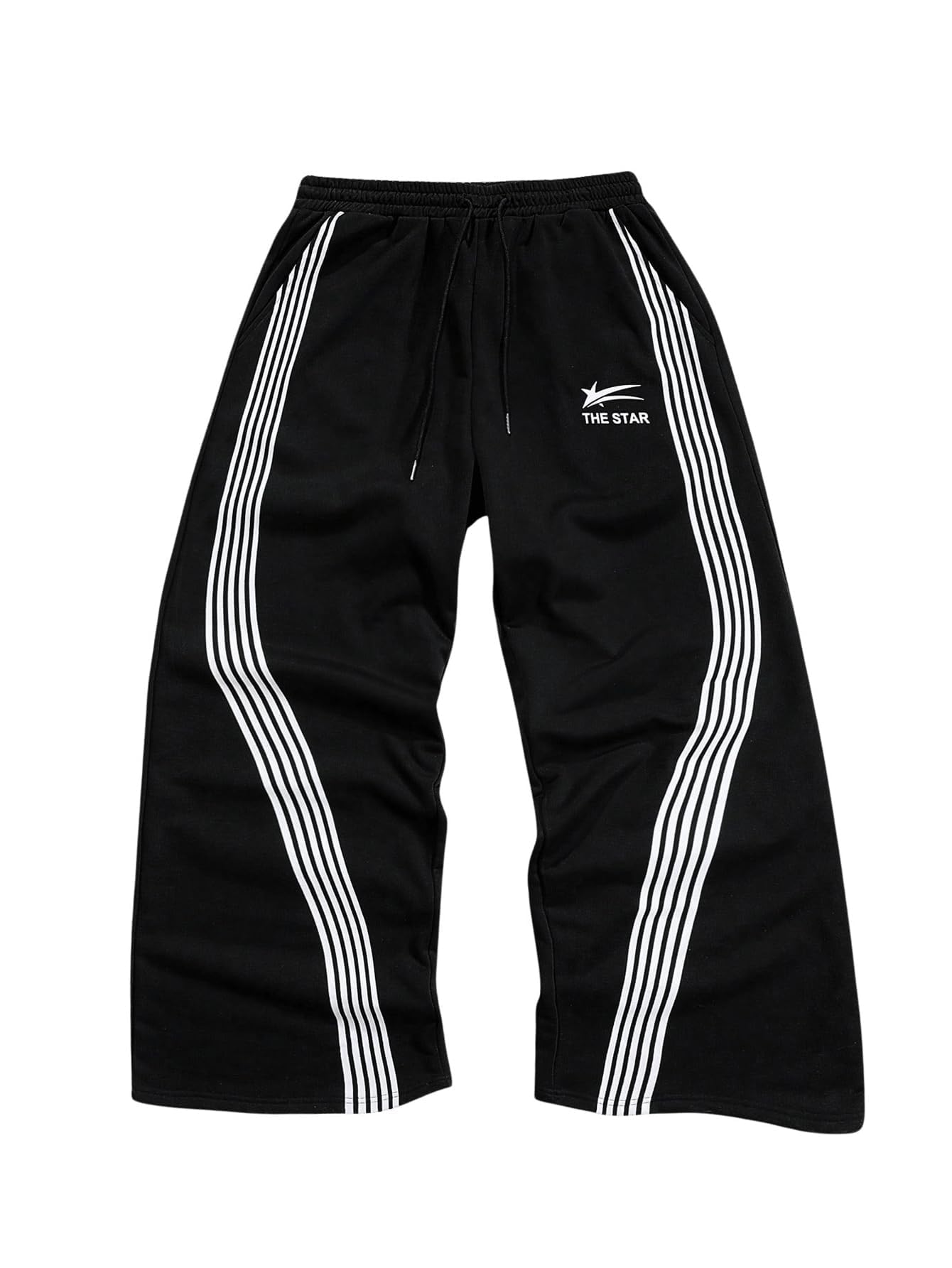 SHENHE Men's Y2k Graphic Baggy Sweatpants Wide Leg Striped Open