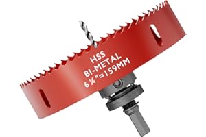FIVELAKE 6.25" (159mm) Bi-Metal M42 High Speed Steel Hole Saw with Pilot Drill Bit, Smooth Cutting Edge for PVC, Drywall, Wood, Plastic, Gypsum Board, Rubber, Thin Metal