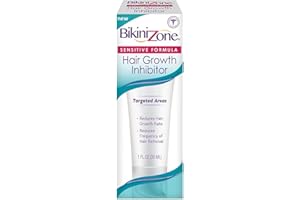 Bikini Zone Hair Growth Inhibitor Cream - Helps Stop Hair Growth for Face, Legs, Lips & Chin - Reduces Hair Density & Length - Painless Hair Inhibitor & Moisturizer After Waxing & Shaving (1 oz)