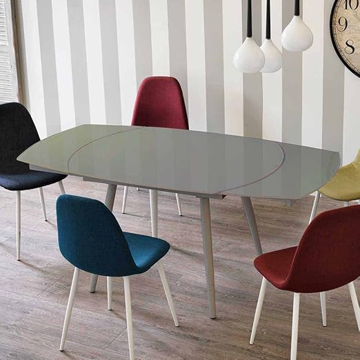 Pharao24 Ausziehbarer Esstisch In Taupe Glas Abgerundet Amazon De Kuche Haushalt