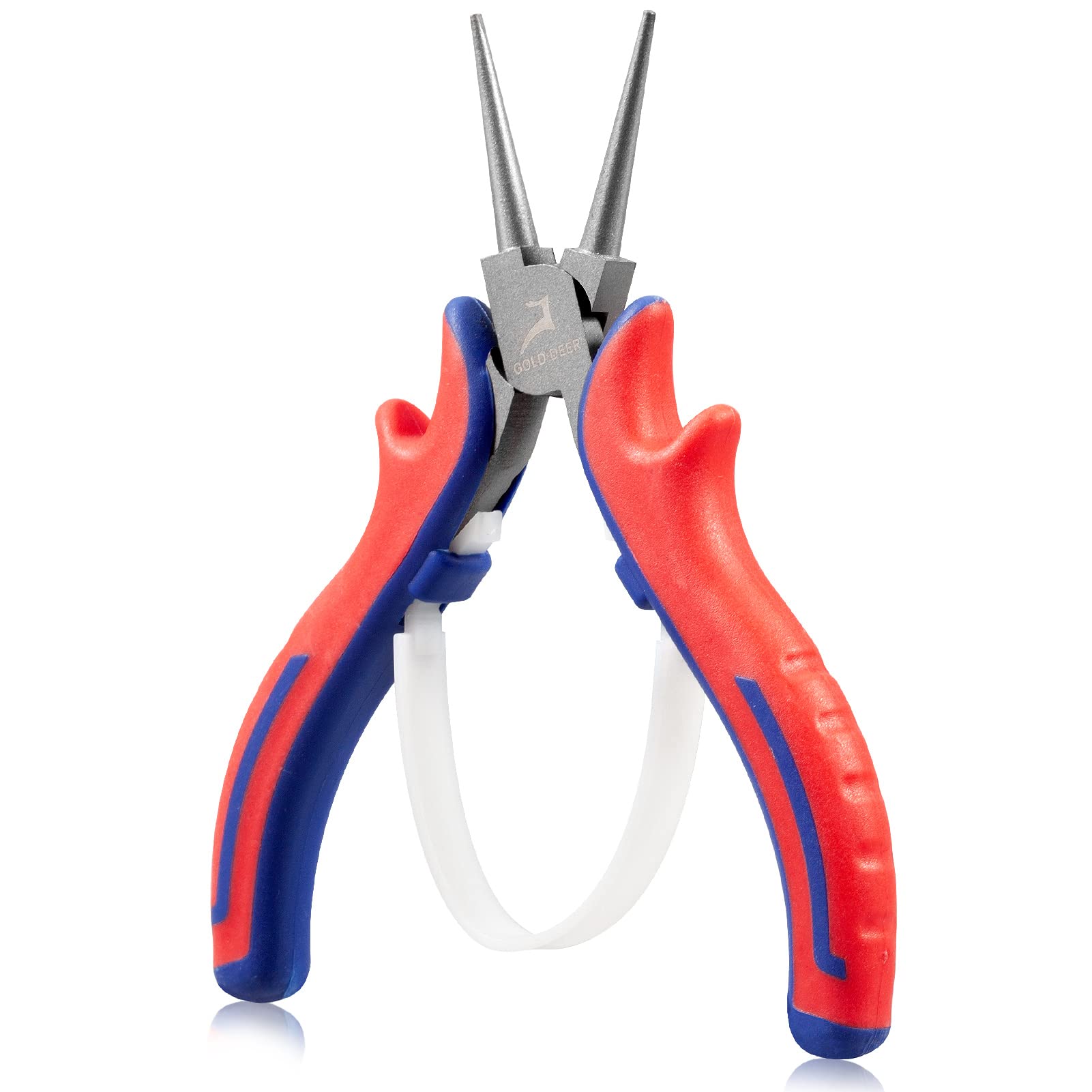 GOLD DEER 5" Mini Round Nose Pliers for Jewelry Making Micro Wire Looping Pliers, CRV Steel Body with Teflon Finish and Professional Handle, Jewelry Making Supplies for Memory Wire Wrapping Beading