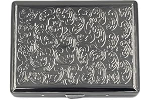 KASEBI Retro Cigarette Case Victorian Style Metal Holder for Regular, King and 100's Size Credit Card Holder Pocket RFID Protective Security Wallet (FLO100-Black)