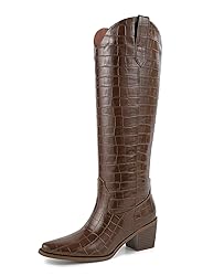 Pasuot Knee High Boots for Women - Brown Wide Calf