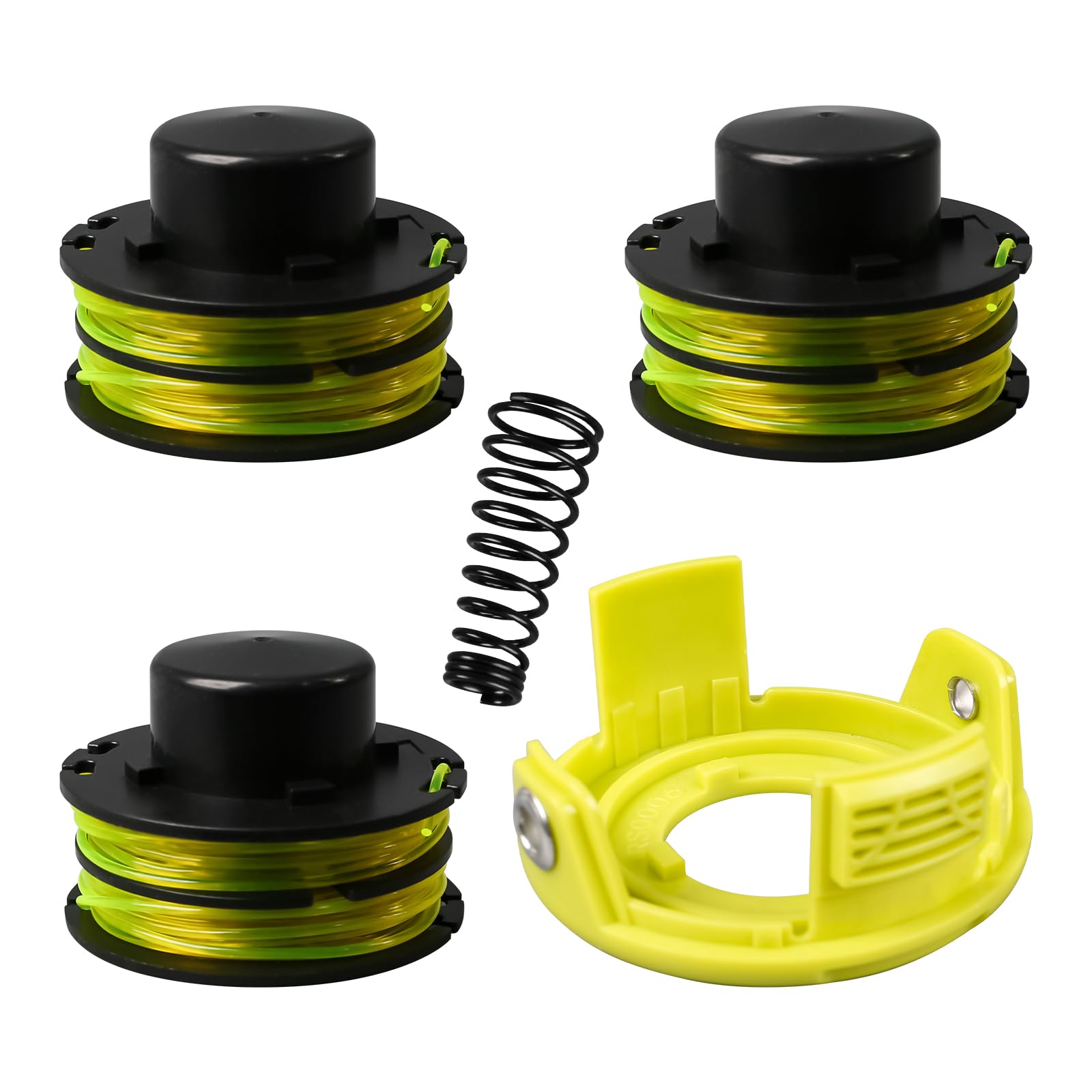 luolety Strimmer Trimmer Spool Line for Ryobi RAC118 RLT3525S, 1.2mm 8.4m Double Autofeed Strimmer Spool lines for Ryobi RLT3025F/S with Cover (3 Spool+1 Cover)