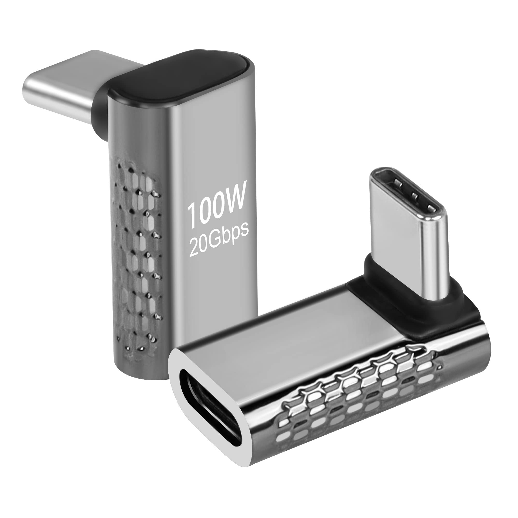 GELRHONR Right Angle USB C Adapter,Type C 90 Degree Adapter Steam Deck Accessories, Support 100W Super Fast Charging 20Gbps Data Sync,8K/4K Audio Video-2Pack