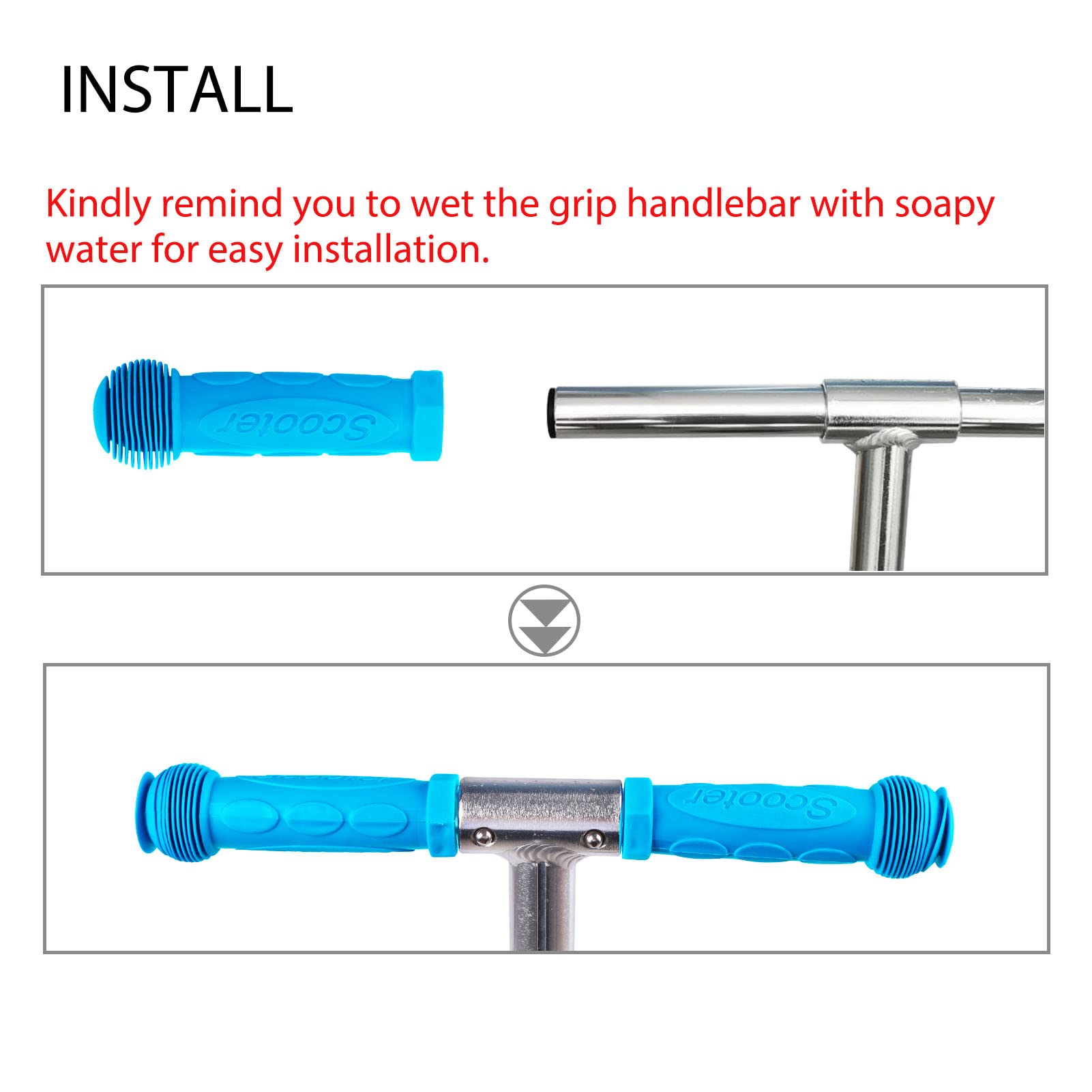 Kids Scooter Handle Grips Replacement Handlebars for 2/3/4 Wheels Child Kick Scooters Bike Rocking Car Push Cart, 9 Color Available, 2-Pack