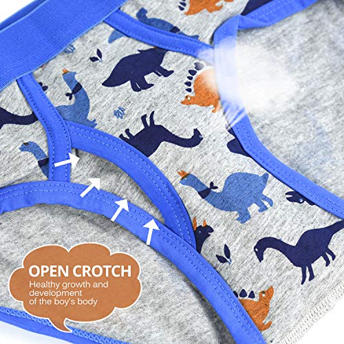 slaixiu Cotton Little Boys Briefs Cartoon Dinosaur Truck Kids Underwear 5-Pack (UWAA-No.2-S)