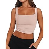 Zeagoo Women's Square Neck Sleeveless Crop Tops 2026 Cute Double Layer Casual Slim Fit Trendy Tank Tops